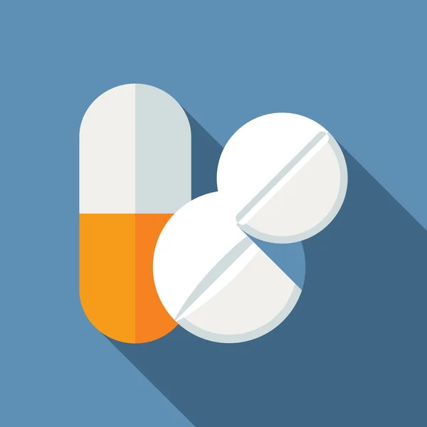 Pílulas médicas Ícone plano — Vetor de Stock