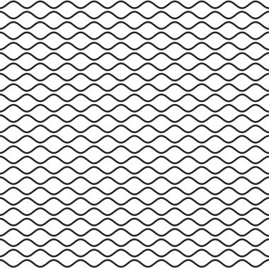 Siyah Dalgalı Çizgi Dikişsiz Desen