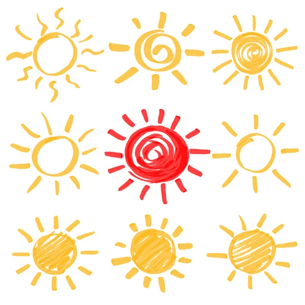 矢量荧光笔太阳集 — 图库矢量图片