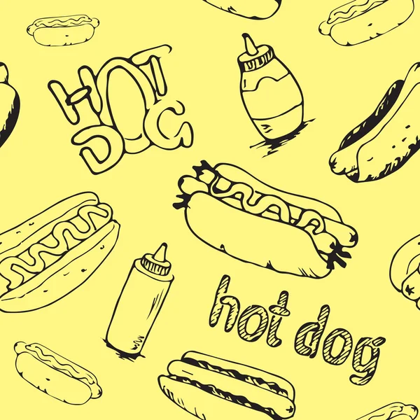 Hot Dogs modello senza soluzione di continuità — Vettoriale Stock