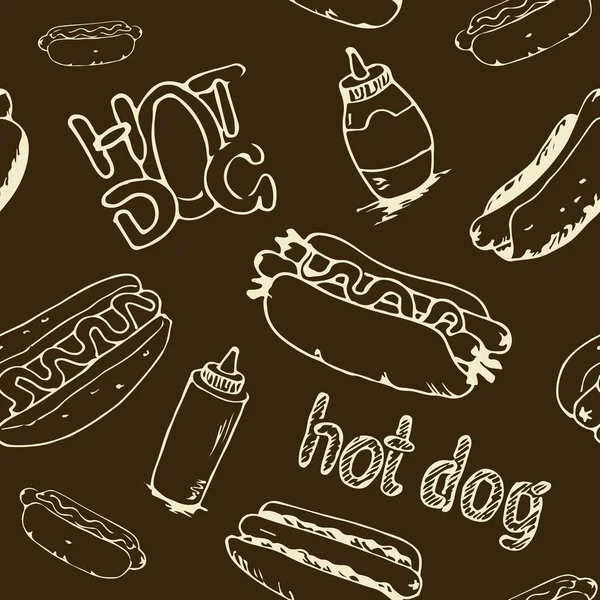 Modello senza cuciture Hot Dog — Vettoriale Stock