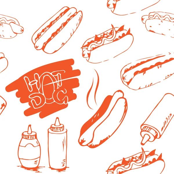 Patrón inconsútil Hotdog — Archivo Imágenes Vectoriales