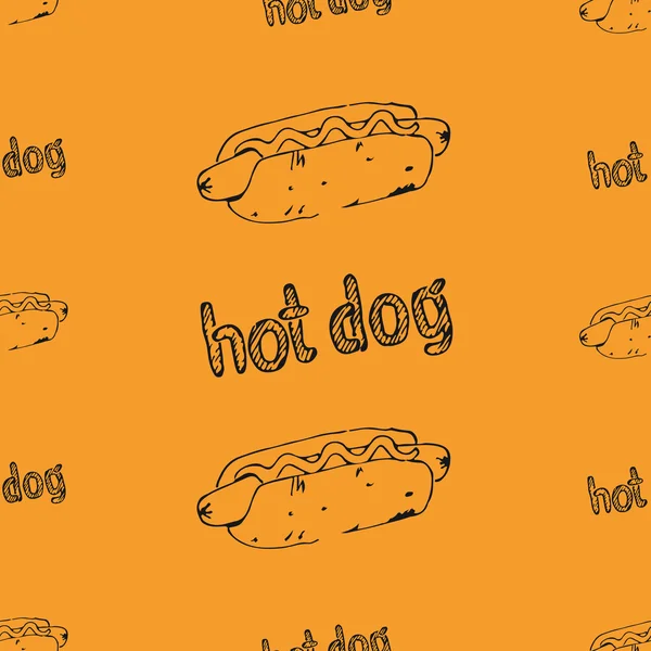 Modello senza soluzione di continuità con hot dog — Vettoriale Stock