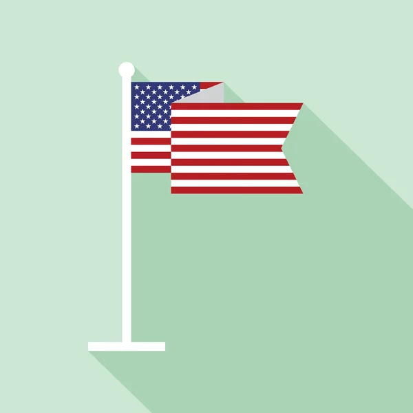 Flaga USA na Flagstaff wektor płaski Icon — Wektor stockowy