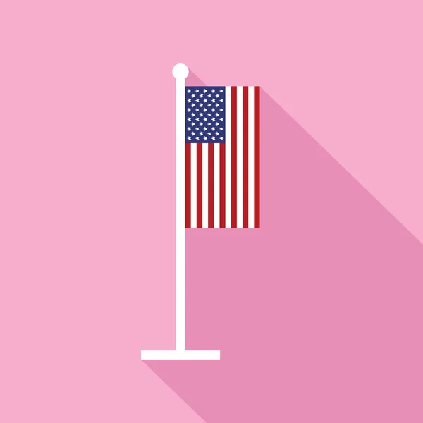 Etats-Unis Drapeau sur Flagstaff Vector Flat Icon — Image vectorielle