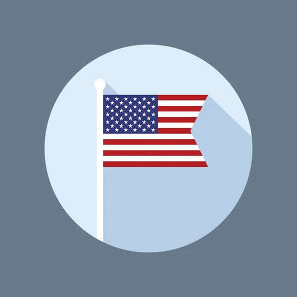 Bayrak Direği Vektör Düz Simgesinde ABD Bayrağı — Stok Vektör