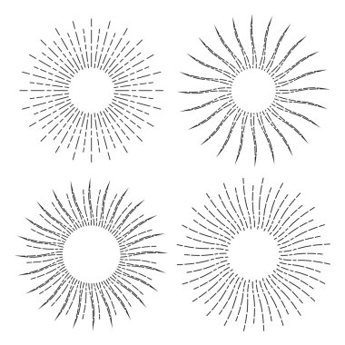 Vintage doğrusal sunbursts kümesi