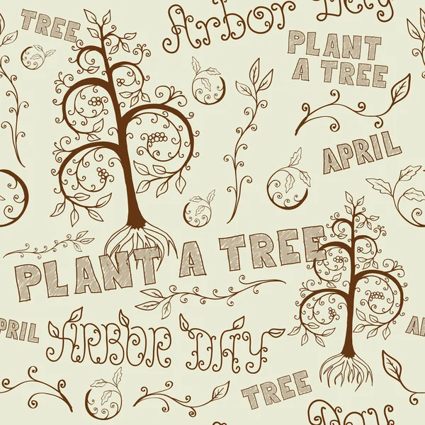 Arbor Day Hand Drawn Seamless Floral Pattern