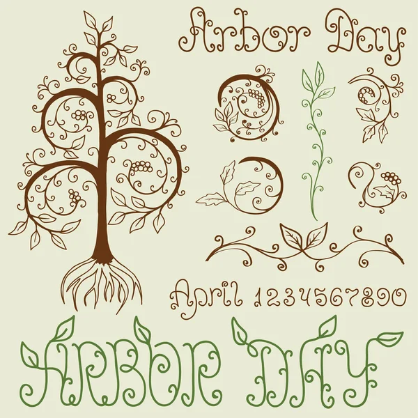 Arbor Day Set of Hand Drawn Design Elements
