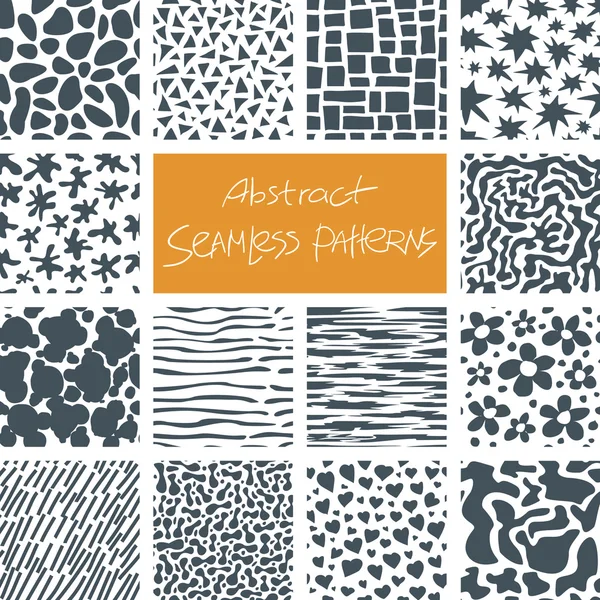 Abstrakt doodle seamless mönster set — Stock vektor