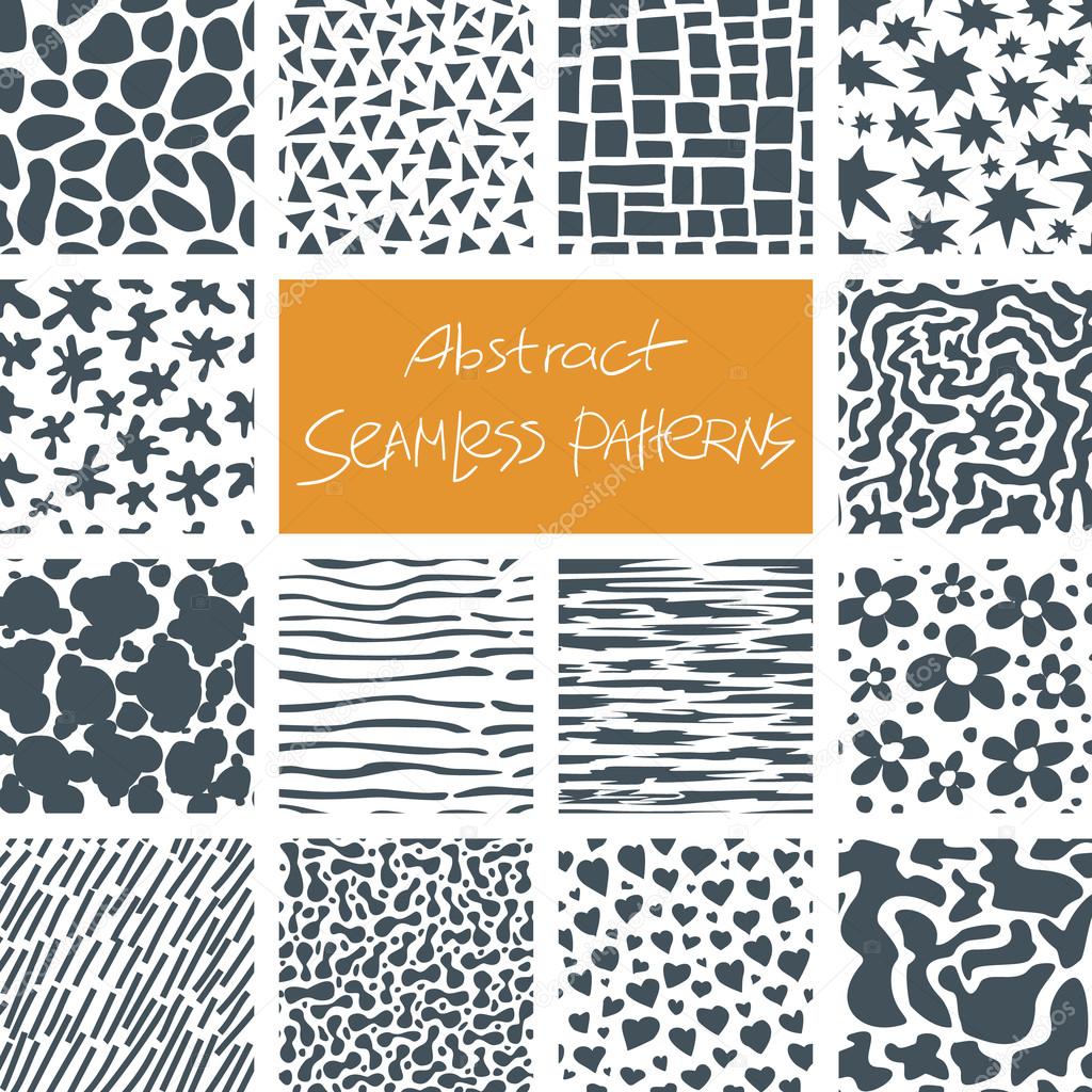 Abstract Doodle Seamless Patterns Set