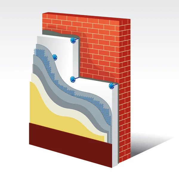 Schéma stratifié d'isolation thermique en polystyrène — Image vectorielle