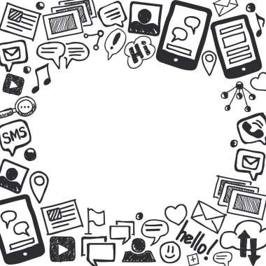 Social Media Doodles Background with Space for Text