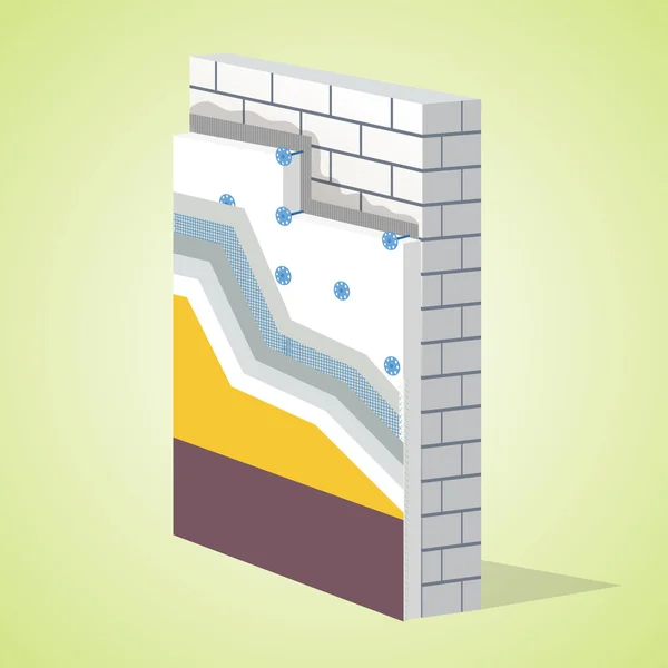 Schéma stratifié d'isolation thermique en polystyrène — Image vectorielle