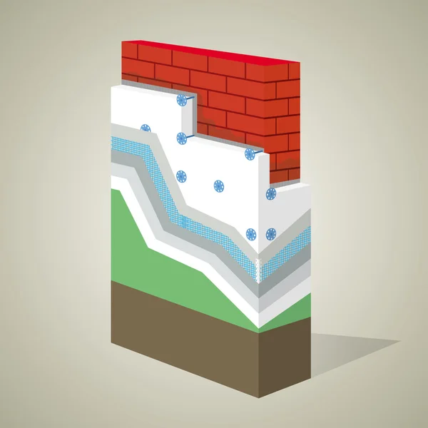 Polystyrene Thermal Insulation Layered Scheme — Stock Illustration Polystyrene Thermal Insulation Layered Scheme Stock Illustration