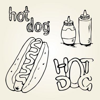 Sosisli sandviç el çekilmiş resimler