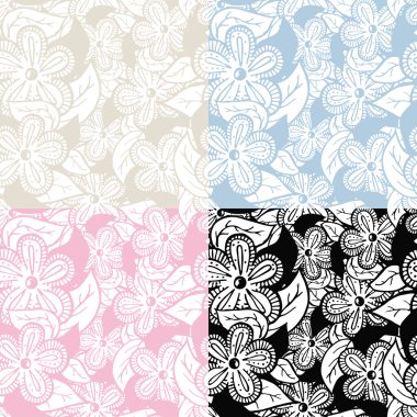 Floral Hand Drawn Seamless Pattern Set