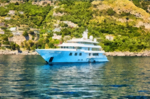 Ship near old city — Stock Photo, Image