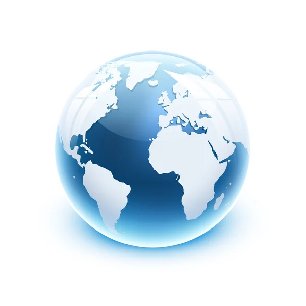 Glossy glass globe icon — Stock Vector