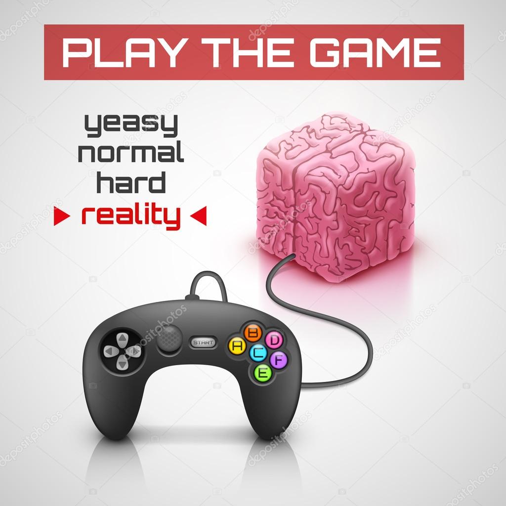 Game pad concept with cube brain.