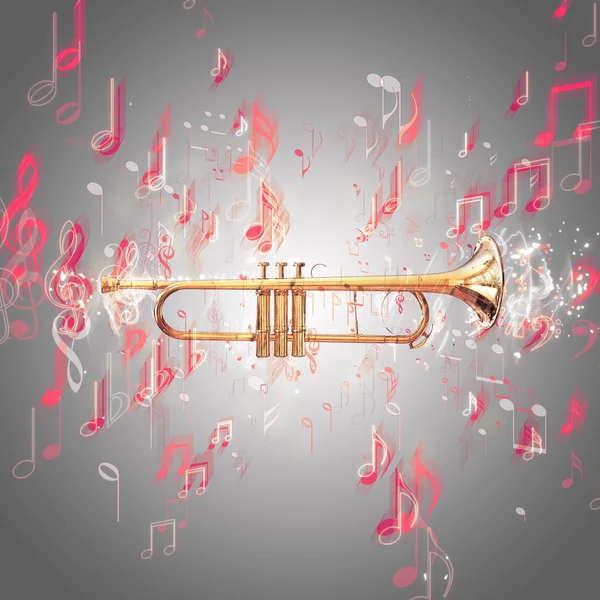 Trumpet and music notes — Stock Photo, Image