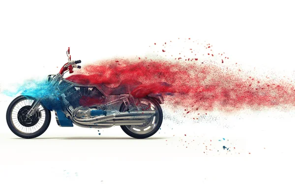 Červená motorka - Částicové disperze — Stock fotografie