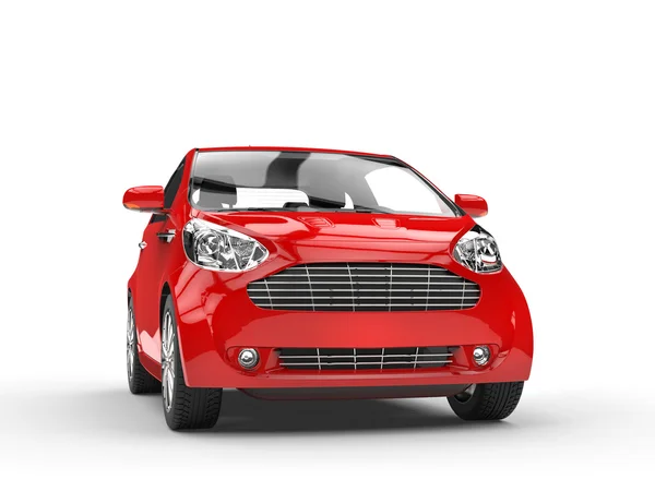 Kleine rode compacte auto - Front koplamp weergave — Stockfoto