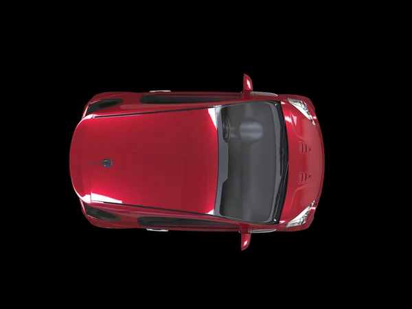 Cherry Red Compact Car - Vista dall'alto — Foto Stock