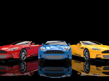 Modern üstü açık spor araba - yansıtıcı arka plan üzerinde