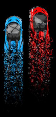 Supercars piksel imha - soyut illüstrasyon