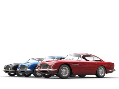 Kırmızı, mavi ve siyah vintage cars - studio vurdu
