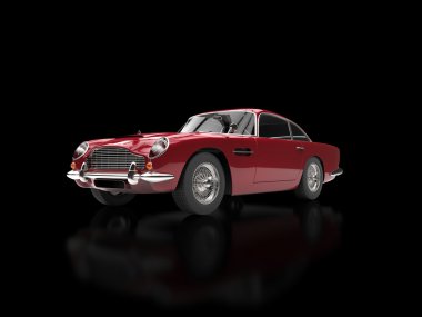 Great cherry red vintage car - blurry reflection clipart