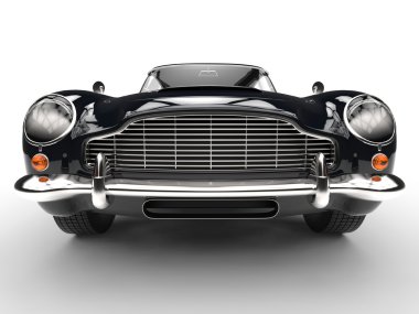 Siyah klasik otomobil - aşırı ön ızgara ve Far portre