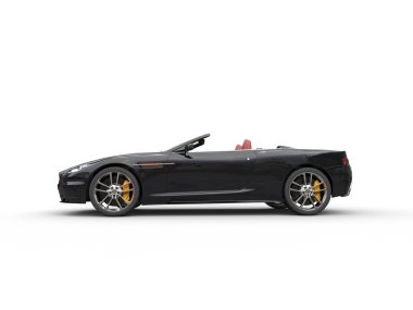 Black convertible sports car - side view clipart