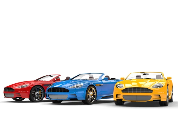 Konvertibla sportbilar - primära färger - studio skott — Stockfoto