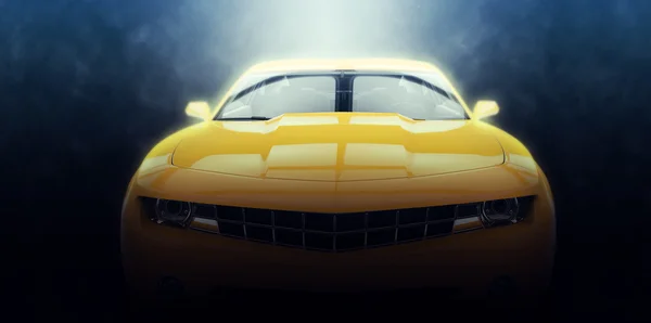 Yellow muscle car - epic lighting shot — Stock Photo, Image