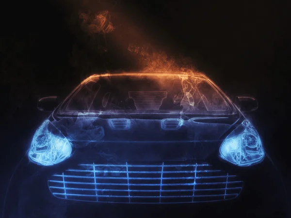 Dym samochód kompaktowy — Zdjęcie stockowe