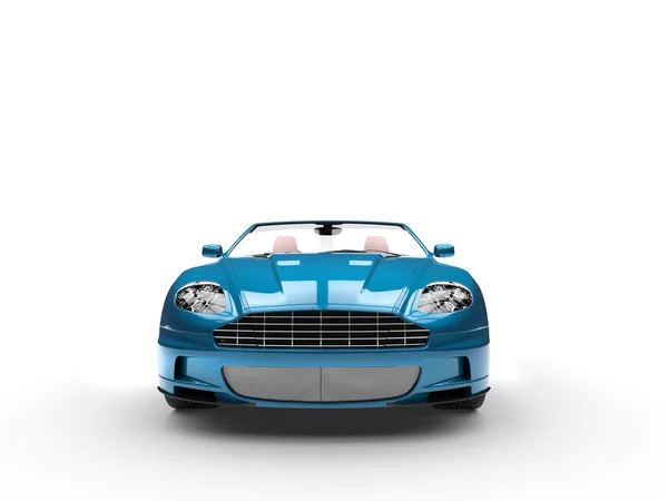 Cyan convertible sports car - front view — Stock Photo, Image