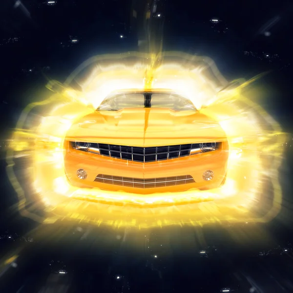 Abstract Yellow Supercar Sunburst Illustration — Stock Photo, Image