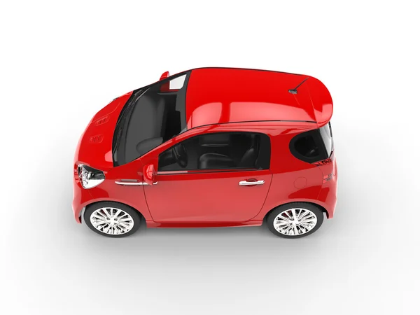 Levendige rode compacte auto - bovenaanzicht — Stockfoto