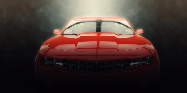 Czerwony samochód mięśni - epicki oświetlenie strzał — Zdjęcie stockowe
