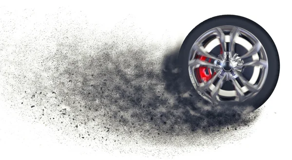 比赛车轮胎-烟雾粒子轨迹 — 图库照片