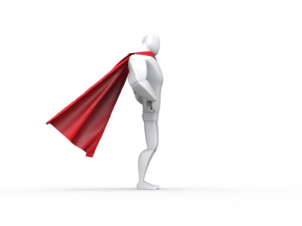 Superhero guy with red cape - side view — Stock Photo, Image