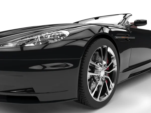 Чорний автомобіль спорт - фар і tire крупним планом — стокове фото
