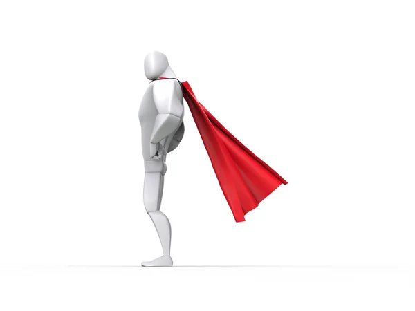 Superhjälte kille med röd cape - höger sida Visa — Stockfoto