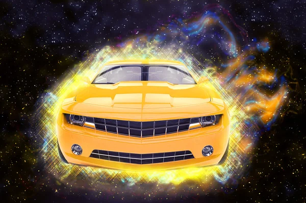 Schnelles Auto gelb - starglow — Stockfoto