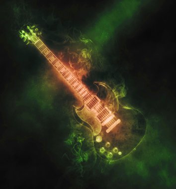 Green smoke hard rock guitar clipart