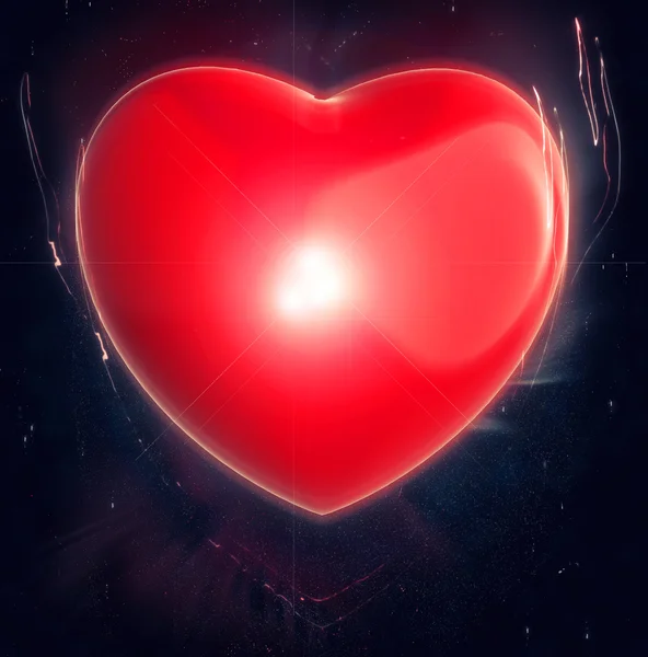 Big red heart glowing — Stock Photo, Image