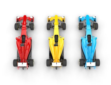 Formula one cars - primary colors - top view 