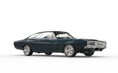 Karanlık blueish retro araba